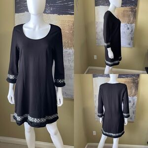 Jane & John Knee Length Black Dress with Embellished Trim